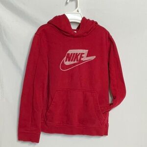 Nike Red Hoodie Embroidered Logo Kids Size M